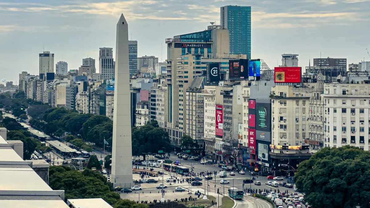 The Obelisco on Avenida 9 de Julio in central Buenos Aires, Argentina, the safest big capital in Latin America